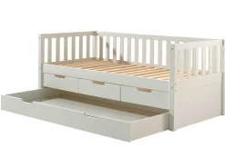 Kabinenbett Friedrich 90x200 mit 3 Schubladen und Unterbett aus Kiefer - weiß