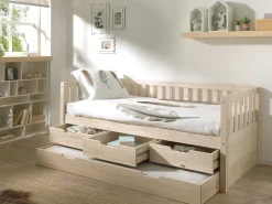 Kabinenbett Friedrich | 211,2 x 98,2 x 68 cm | 3 Schubkästen, Bettkasten | Milky Pine Design