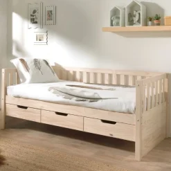 Kabinenbett Friedrich | 211,2 x 98,2 x 68 cm | 3 Schubladen | Kiefernholz | Milky Pine Design