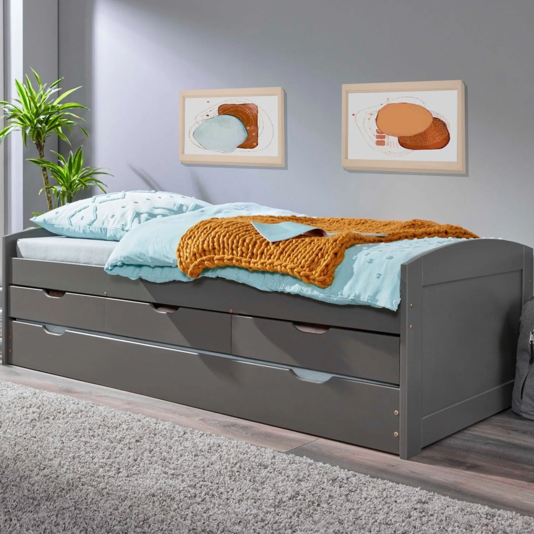 Kabinenbett Jenny 3 Schubladen - grau