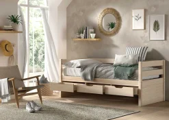 Kabinenbett Maggie - mit 3 Ablagefächern - 90 x 200 - Kiefer massiv - Kiefer milchig