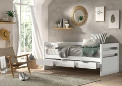 Kabinenbett Maggie - mit 3 Ablagefächern - 90 x 200 - Kiefer massiv - weiß