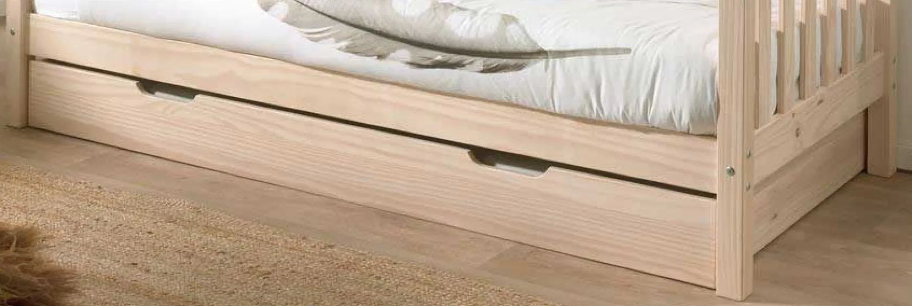 Kabinenbett Maggie - mit Bettkasten - 90 x 200 - Kiefer massiv - Kiefer milchig