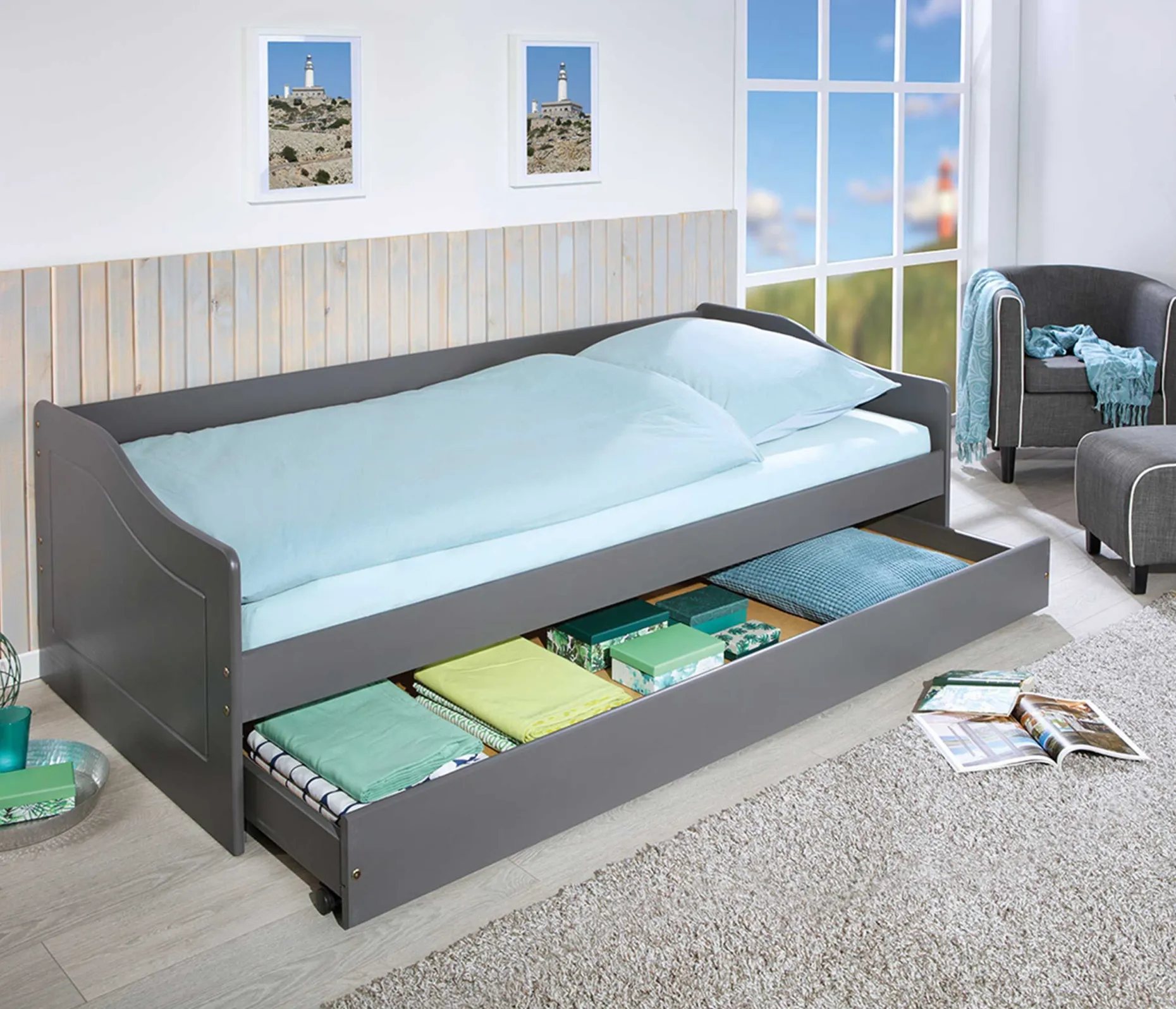 Kabinenbett Malz mit Bettschublade - grau