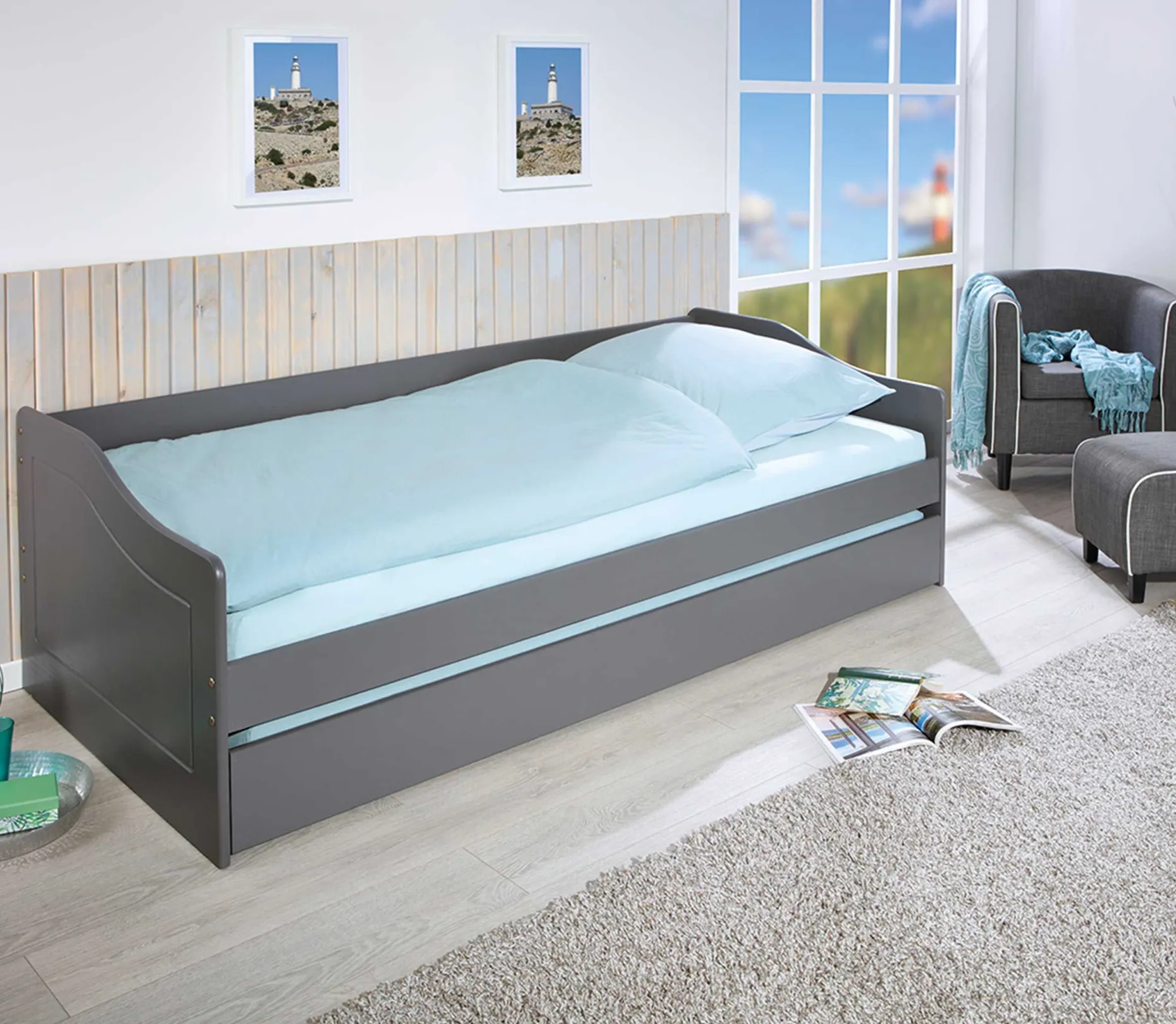 Kabinenbett Malz mit Bettschublade - grau