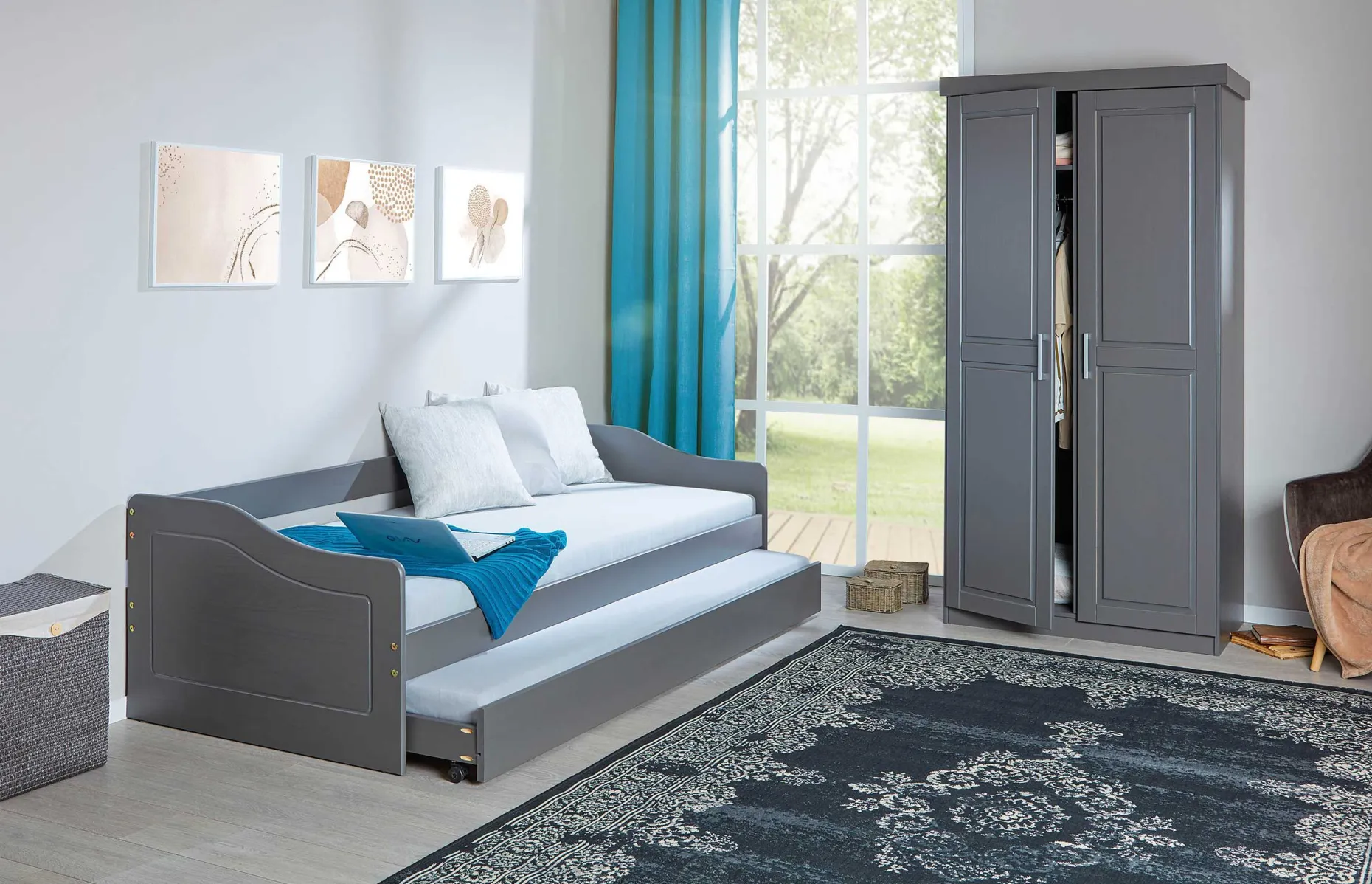 Kabinenbett Malz mit Bettschublade - grau