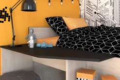 Kabinenbett Milky mit Schreibtisch und Schubladen - schwarz/gelb