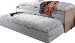 Kabinenbett Nasri 90x200 mit Bettkasten - Sonoma Eiche/Weiß