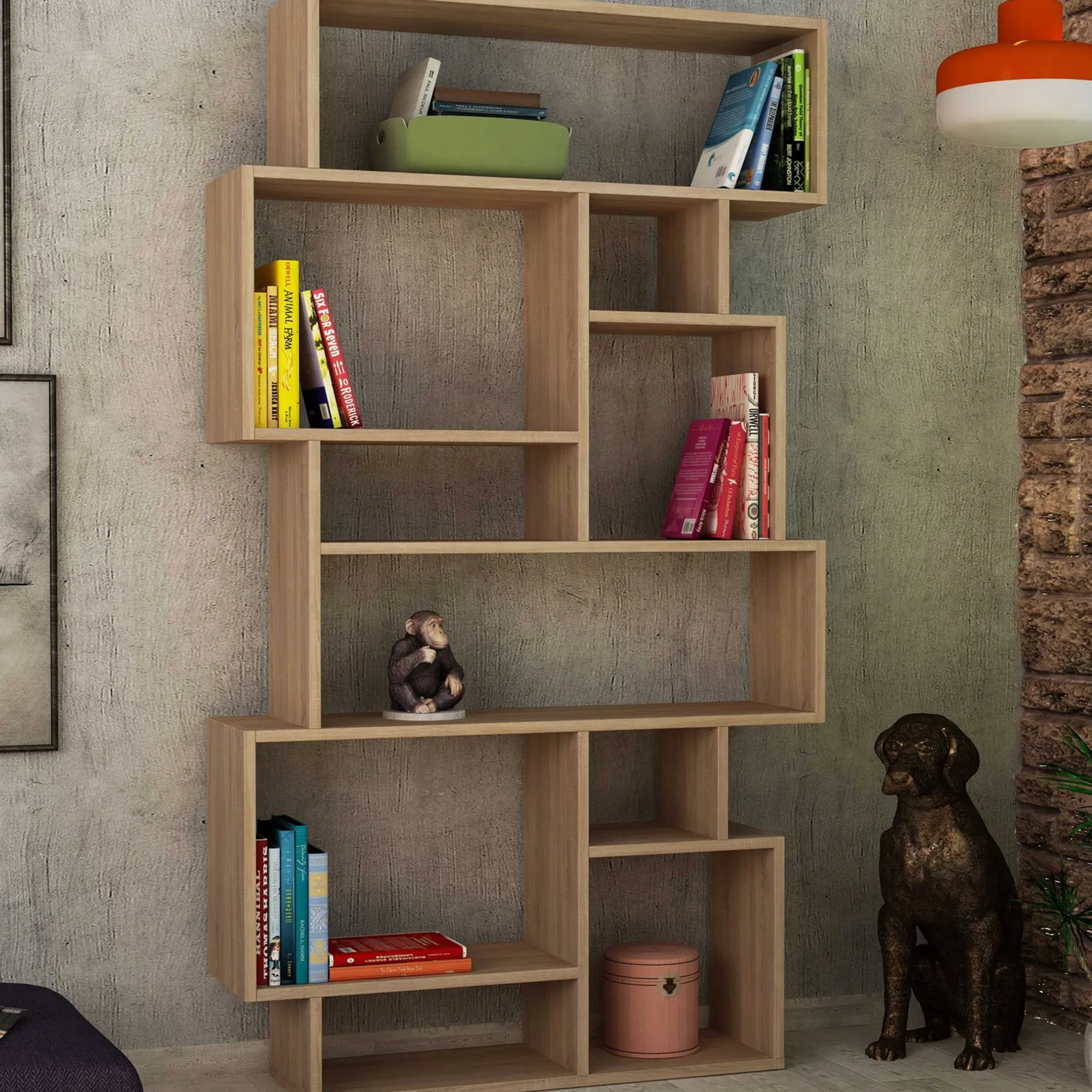 Karmato Bücherregal | 100 % MELAMIN | Sonoma-Eiche