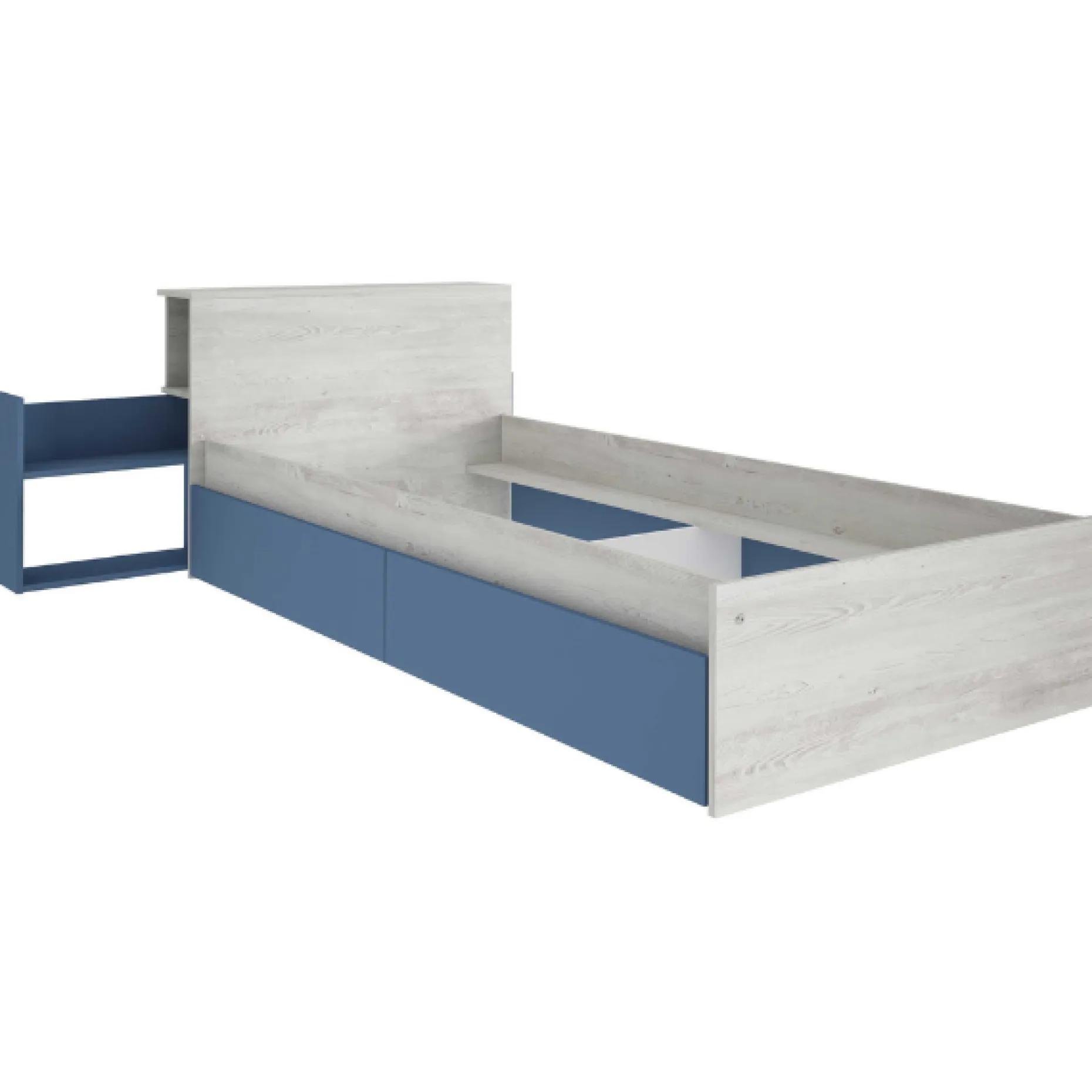 Kazim Einzelbett 90x190 cm-pine/blau
