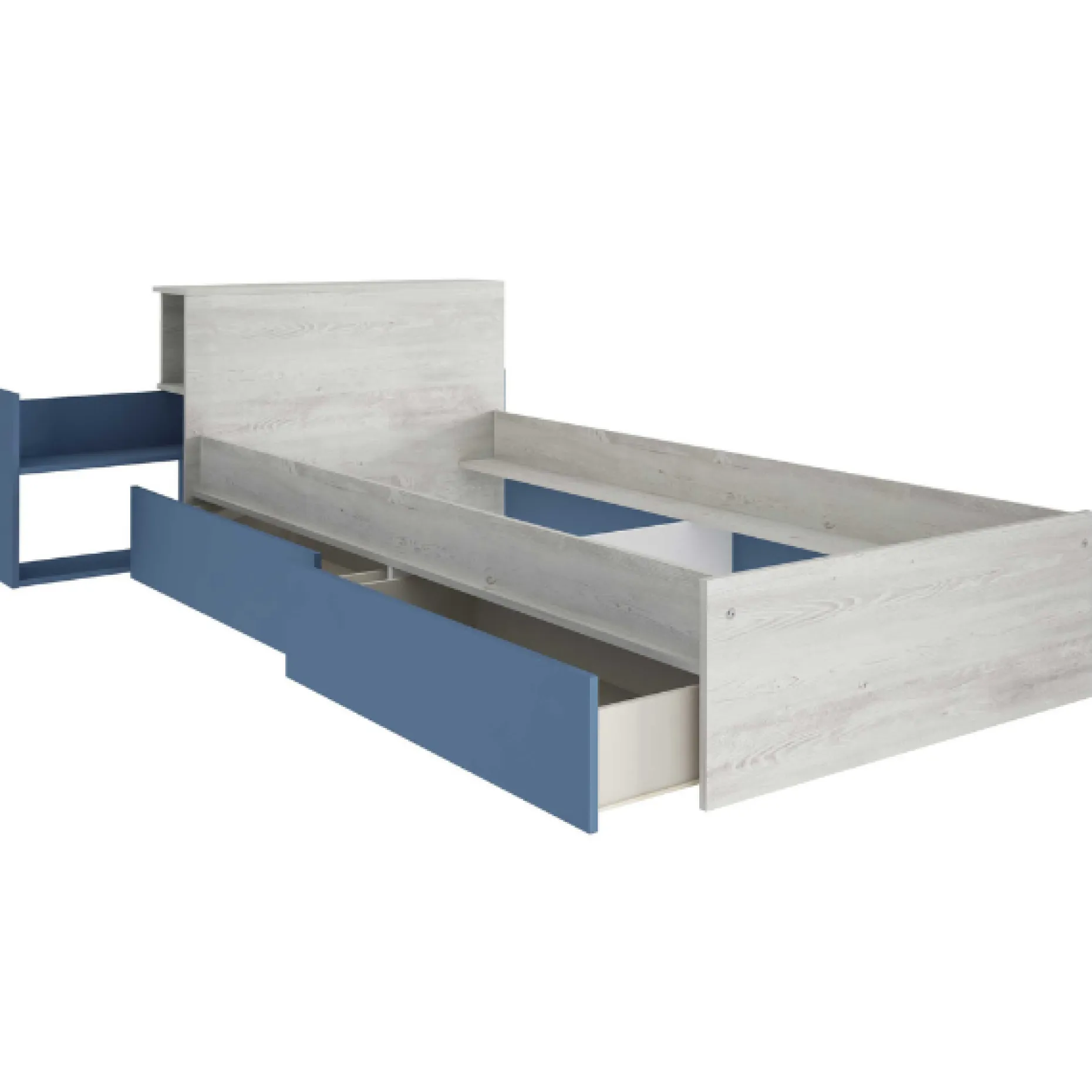 Kazim Einzelbett 90x190 cm-pine/blau