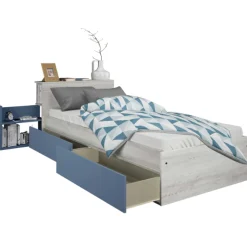 Kazim Einzelbett 90x190 cm-pine/blau