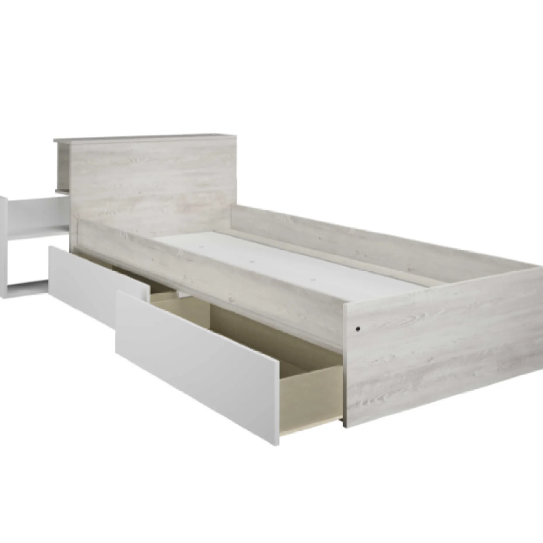 Kazim Einzelbett 90x190 cm-pine/weiß