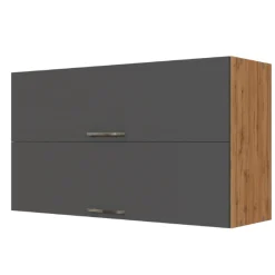 Küchenhängeschrank Sorrella 100cm mit 2 Flügeltüren - anthrazit/eiche