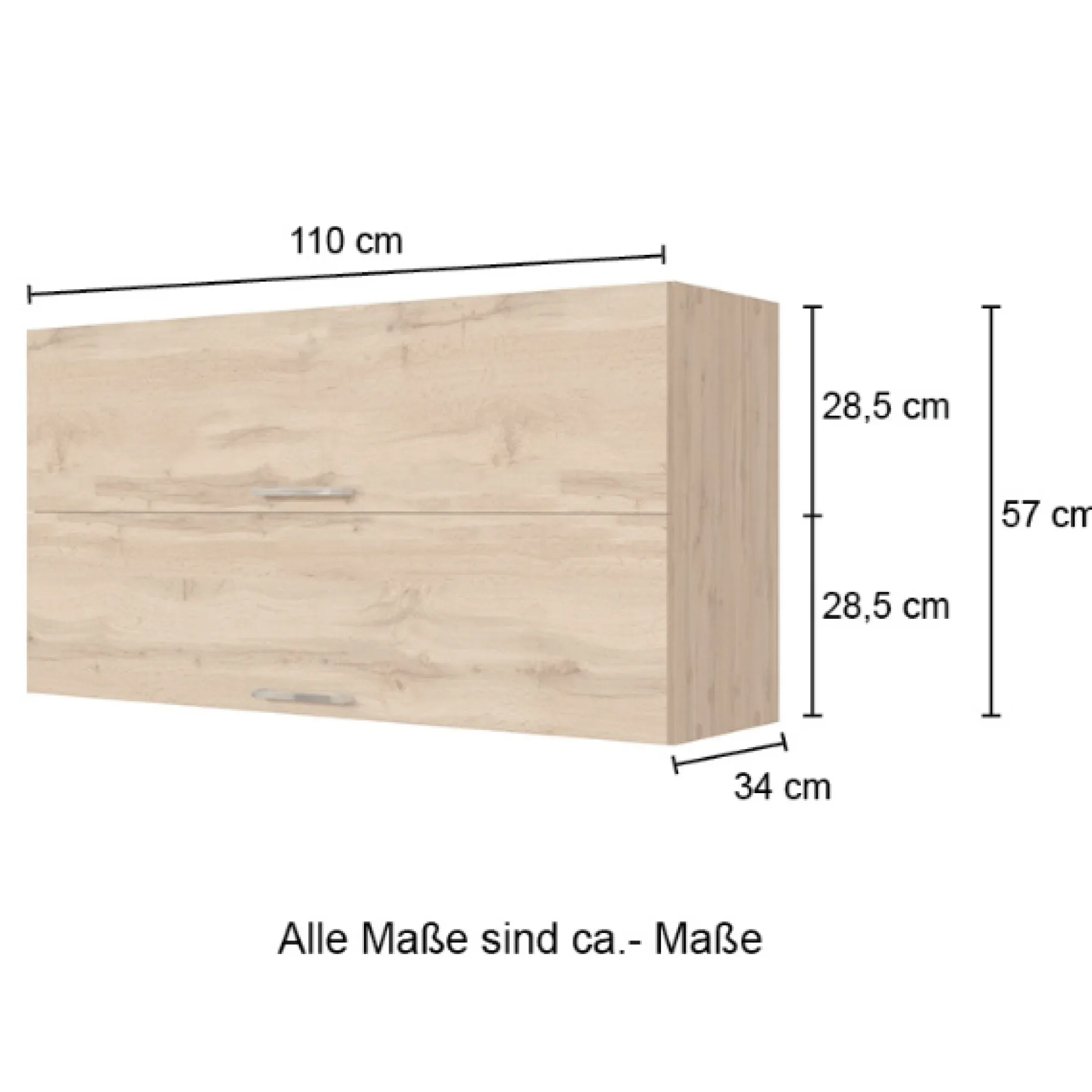 Küchenhängeschrank Sorrella 110cm mit 2 Flügeltüren - anthrazit/eiche