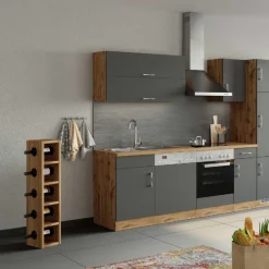 Küchenhängeschrank Sorrella 110cm mit 2 Flügeltüren - anthrazit/eiche