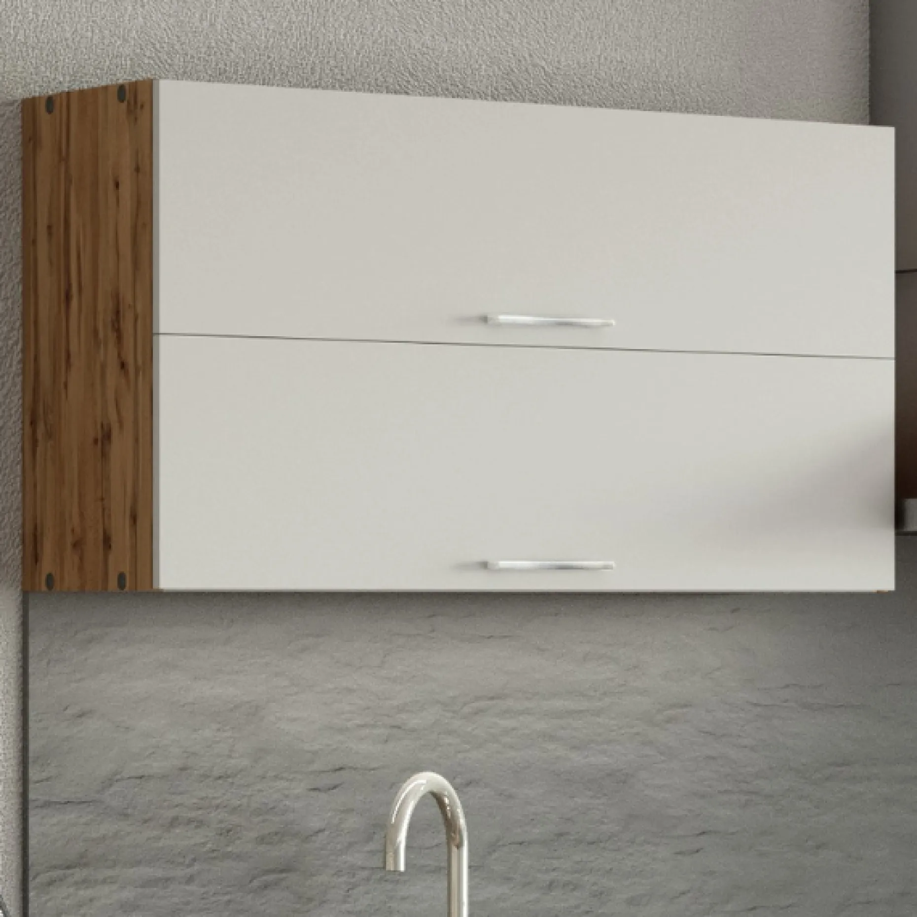 Küchenhängeschrank Sorrella 100cm mit 2 Flügeltüren - weiß/Eiche