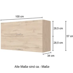 Küchenhängeschrank Sorrella 100cm mit 2 Flügeltüren - weiß/Eiche