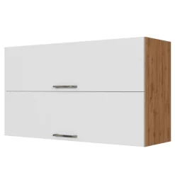 Küchenhängeschrank Sorrella 100cm mit 2 Flügeltüren - weiß/Eiche