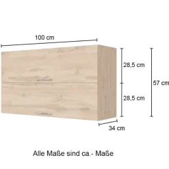 Küchenhängeschrank Sorrella 100cm mit 2 Flügeltüren - Eiche