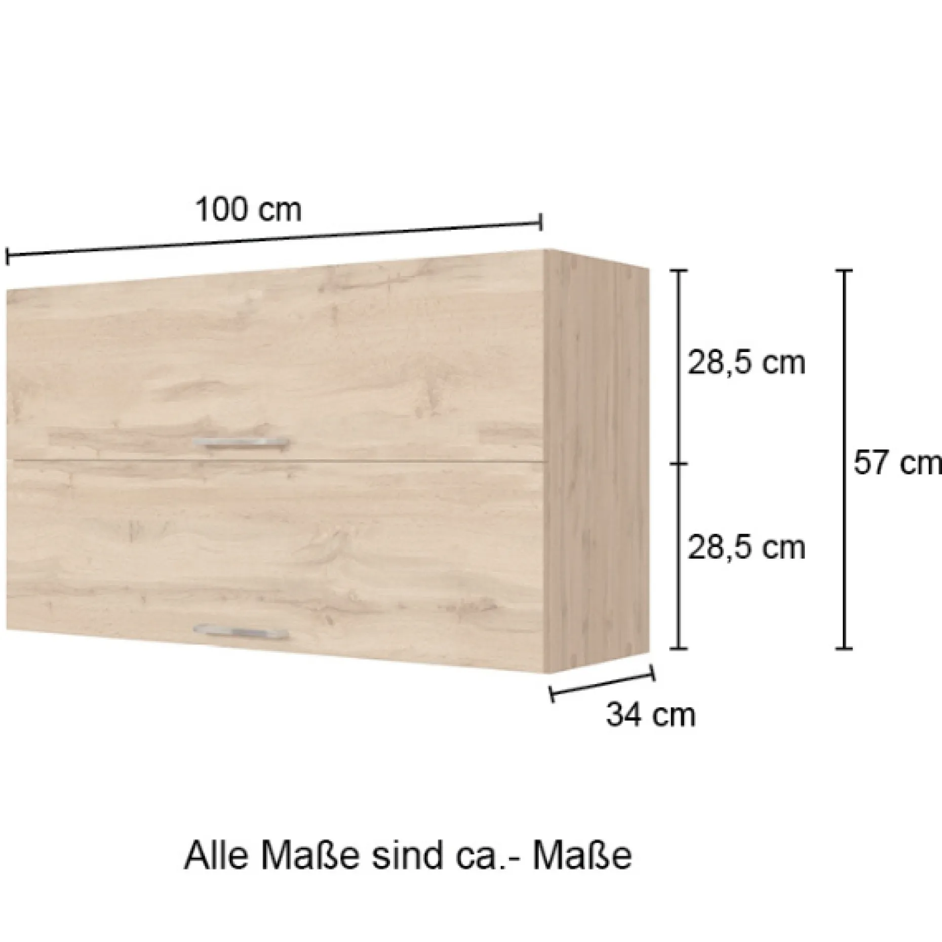 Küchenhängeschrank Sorrella 100cm mit 2 Flügeltüren - Eiche