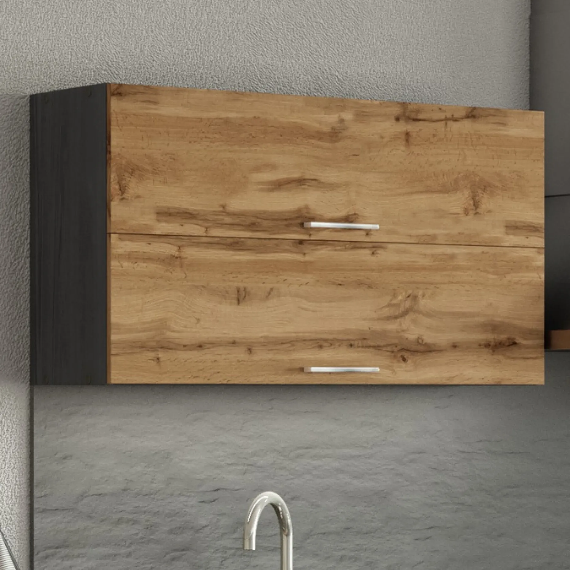 Küchenhängeschrank Sorrella 100cm mit 2 Flügeltüren - Eiche/Graphit