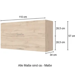 Held Küchenhängeschrank Sorrella 110cm mit 2 Flügeltüren - Eiche/Graphit