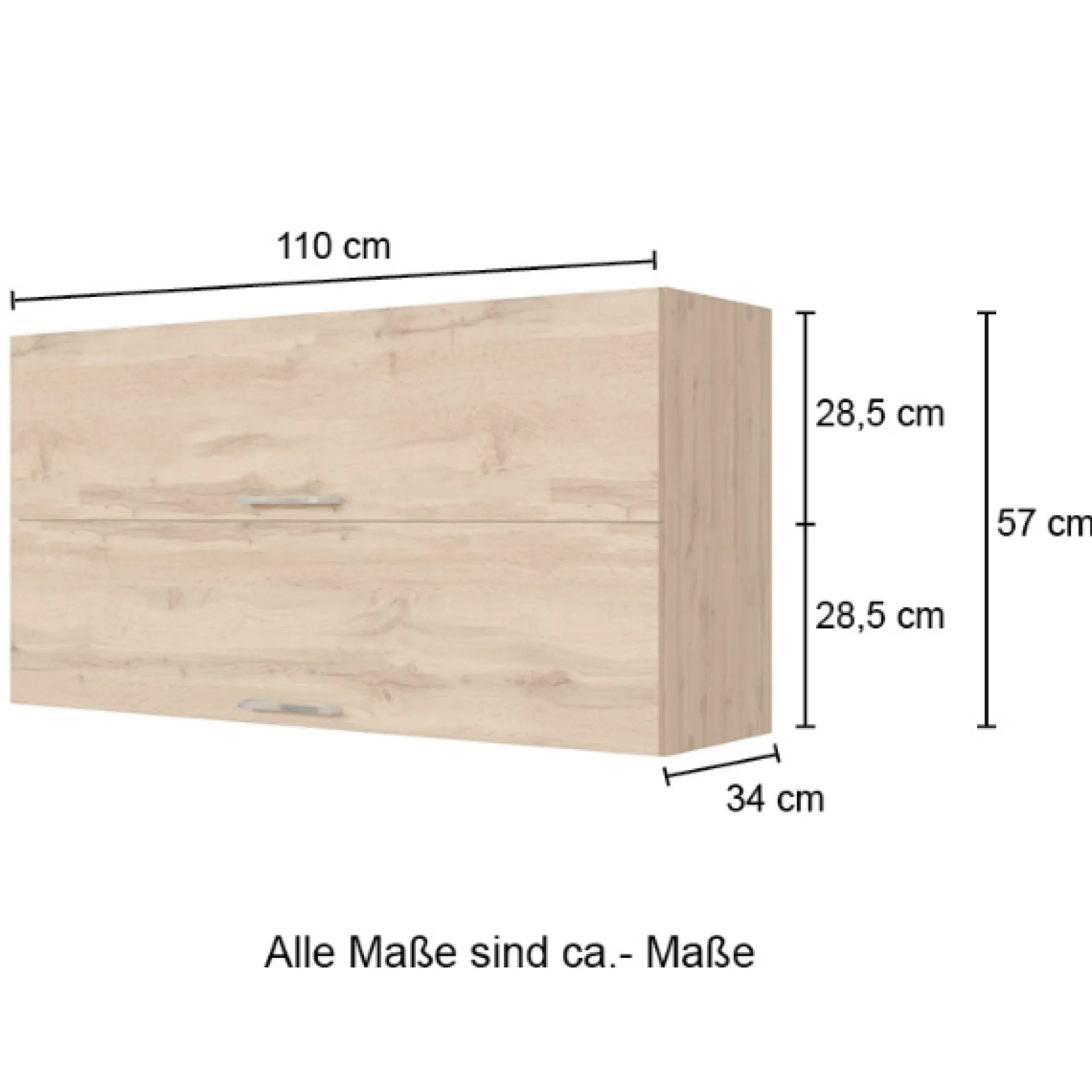 Held Küchenhängeschrank Sorrella 110cm mit 2 Flügeltüren - Eiche/Graphit