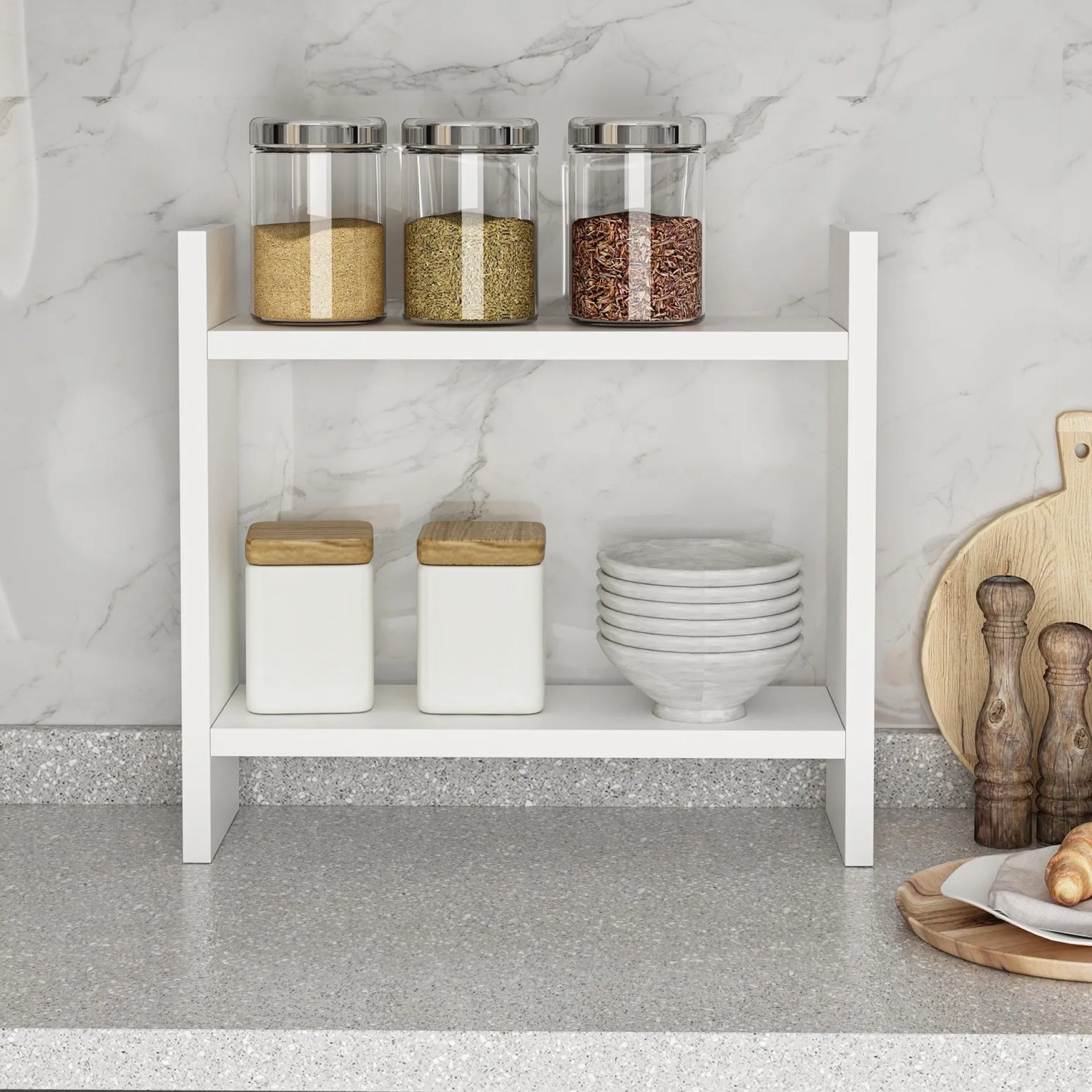 Küchenregal Denver - 100% MELAMINE - Weiß - 34 x 10 x 30 cm