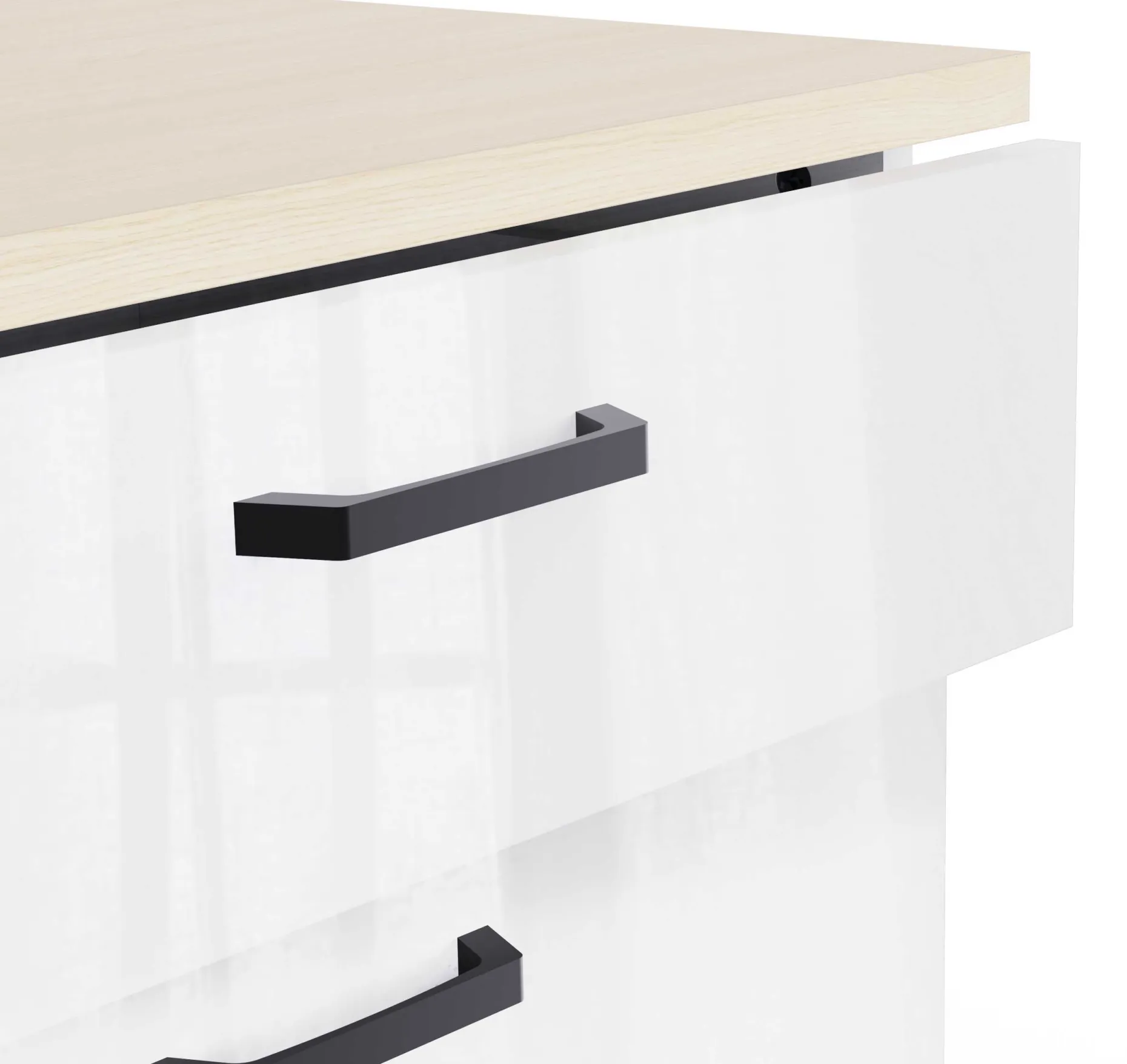 Küchenschrank Bianco - 60x60x90cm - 3 Schubladen - Hochglanz weiß