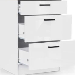 Küchenschrank Bianco - 60x60x90cm - 3 Schubladen - Hochglanz weiß