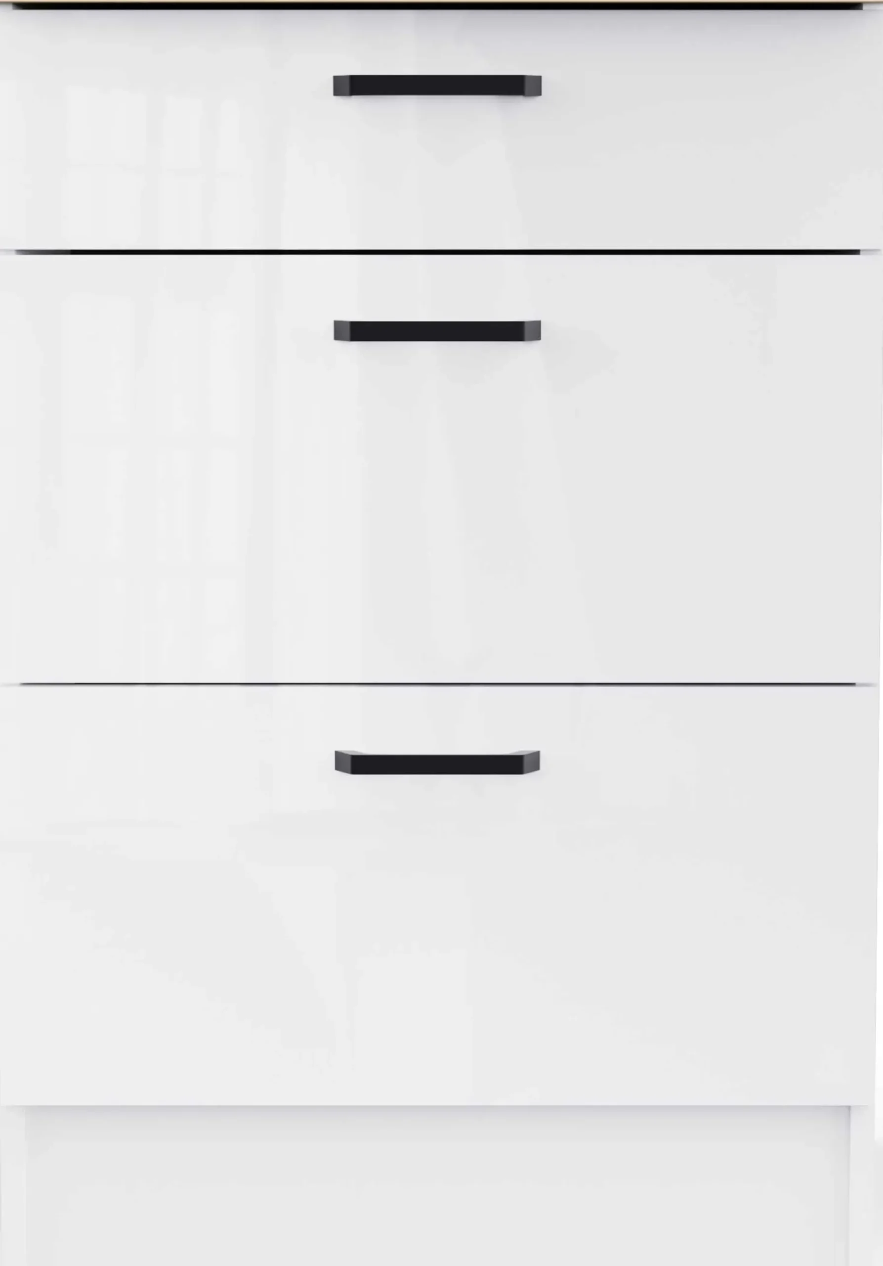 Küchenschrank Bianco - 60x60x90cm - 3 Schubladen - Hochglanz weiß