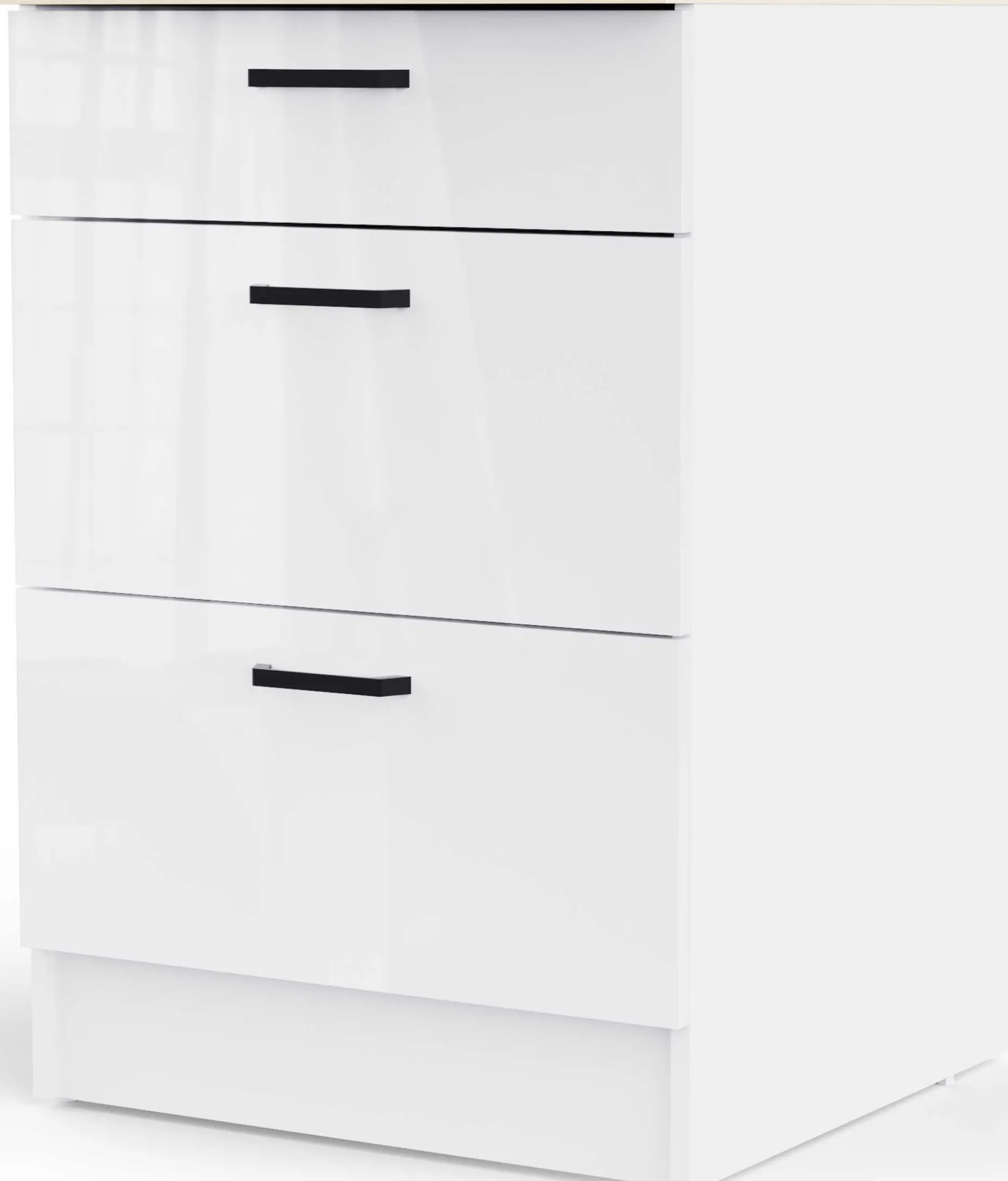 Küchenschrank Bianco - 60x60x90cm - 3 Schubladen - Hochglanz weiß