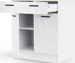 Küchenschrank Bianco - 80x60x90cm - 2 Türen und 2 Schubladen - Hochglanz weiß