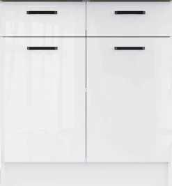 Küchenschrank Bianco - 80x60x90cm - 2 Türen und 2 Schubladen - Hochglanz weiß