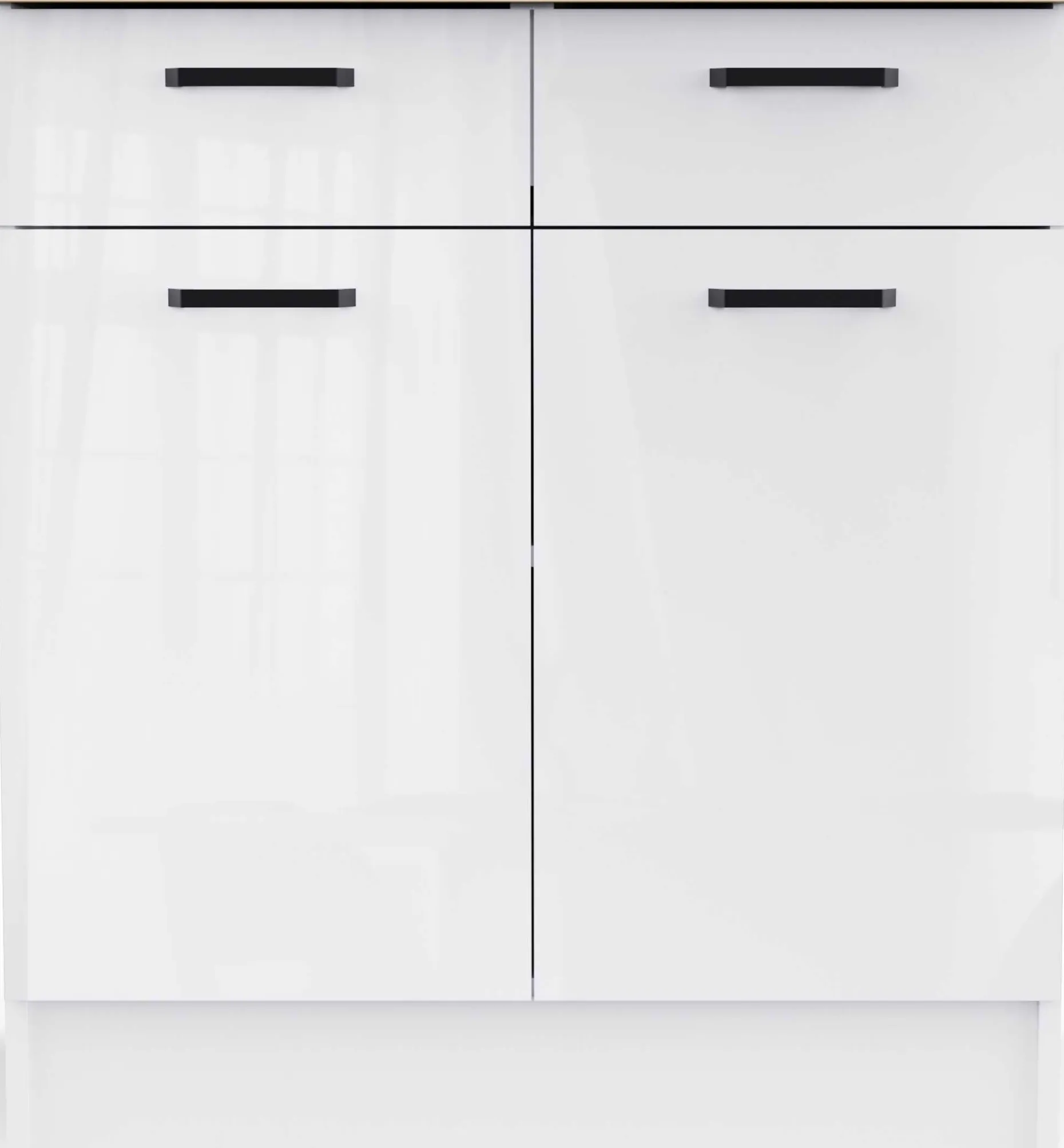 Küchenschrank Bianco - 80x60x90cm - 2 Türen und 2 Schubladen - Hochglanz weiß