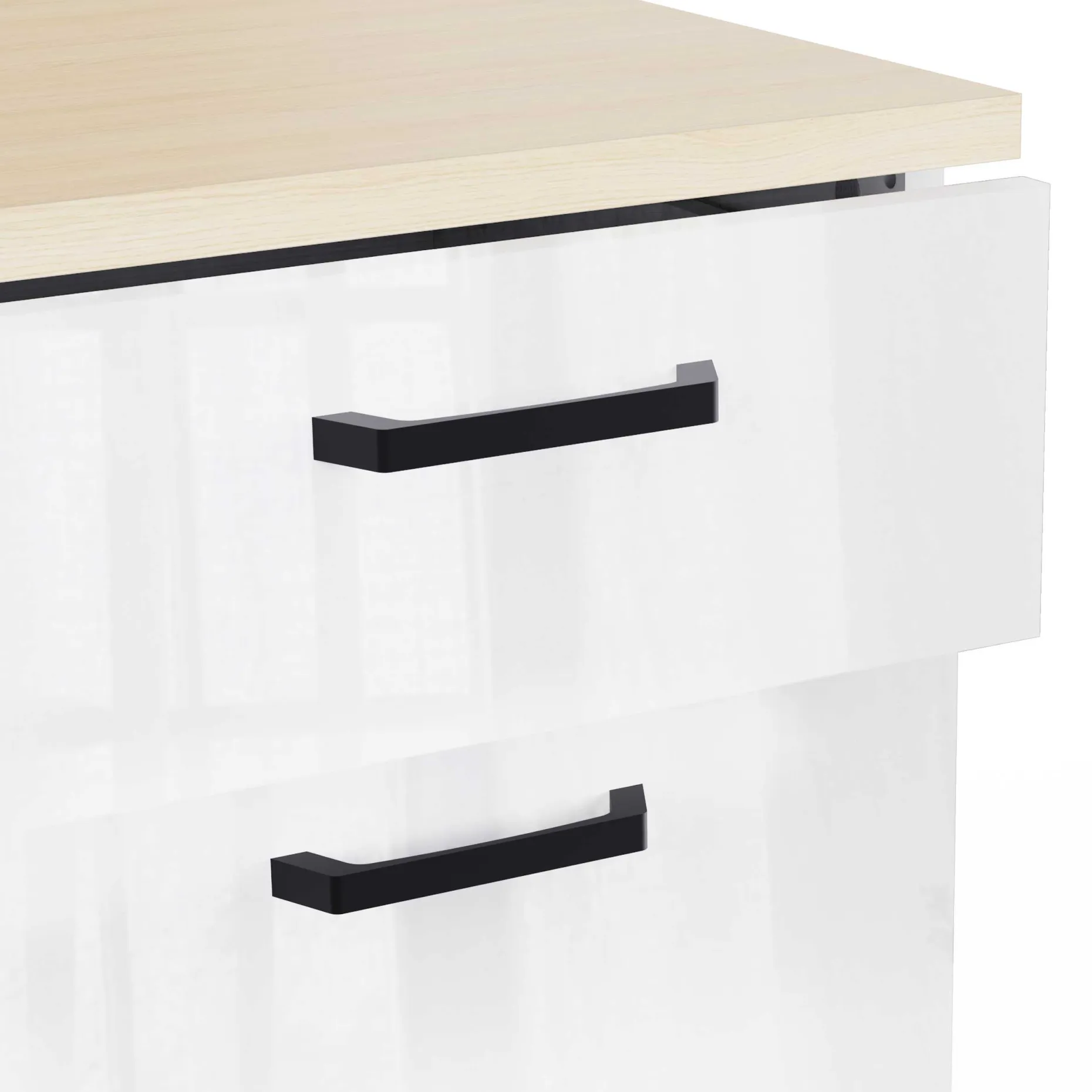 Küchenschrank Bianco - 80x60x90cm - 2 Türen und 2 Schubladen - Hochglanz weiß