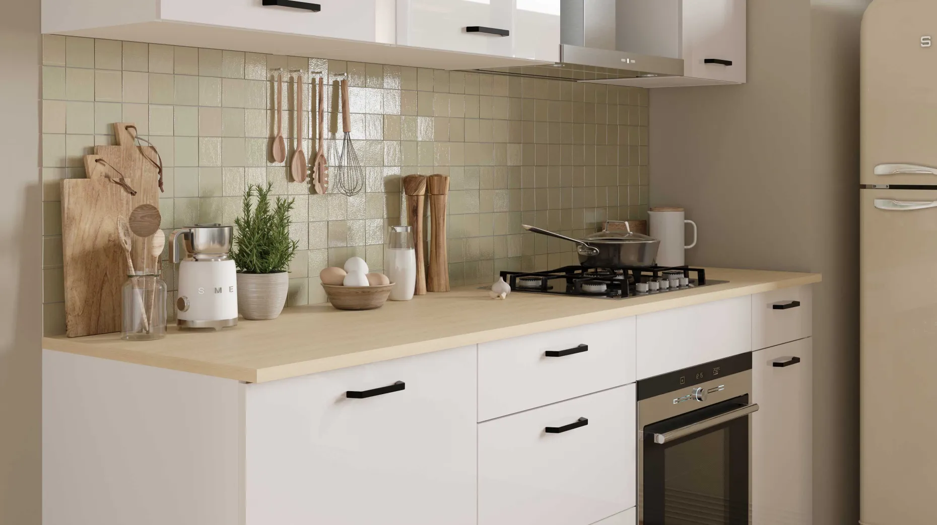 Küchenschrank Bianco - 60x36x58cm - 1 Tür - Hochglanz weiß