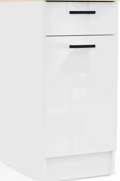 Küchenschrank Bianco - 40x60x90cm - 1 Tür und 1 Schublade - Hochglanz weiß