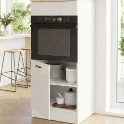 Küchenschrank für Backofen Bianco - 60x60x141cm - Hochglanz weiß