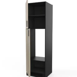 Küchenschrank für Kühlschrank Romanie 60 cm 2 Flügeltüren und 2 Einlegeböden-Kronberg Eiche/Mattschwarz