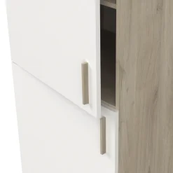 Küchenschrank für Kühlschrank Romanie 60 cm 2 Flügeltüren und 2 Einlegeböden-Kronberg Eiche/Mattweiß