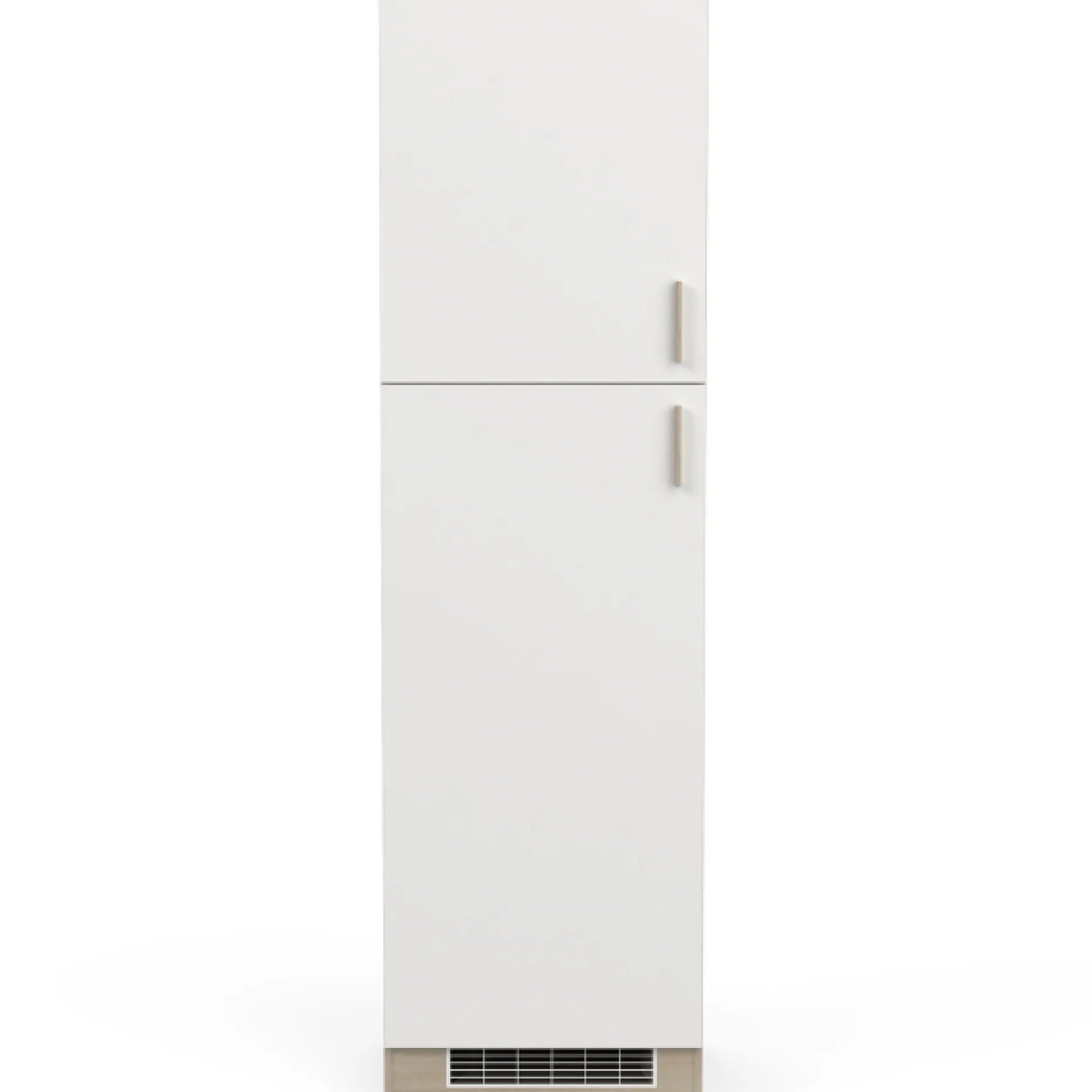 Küchenschrank für Kühlschrank Romanie 60 cm 2 Flügeltüren und 2 Einlegeböden-Kronberg Eiche/Mattweiß