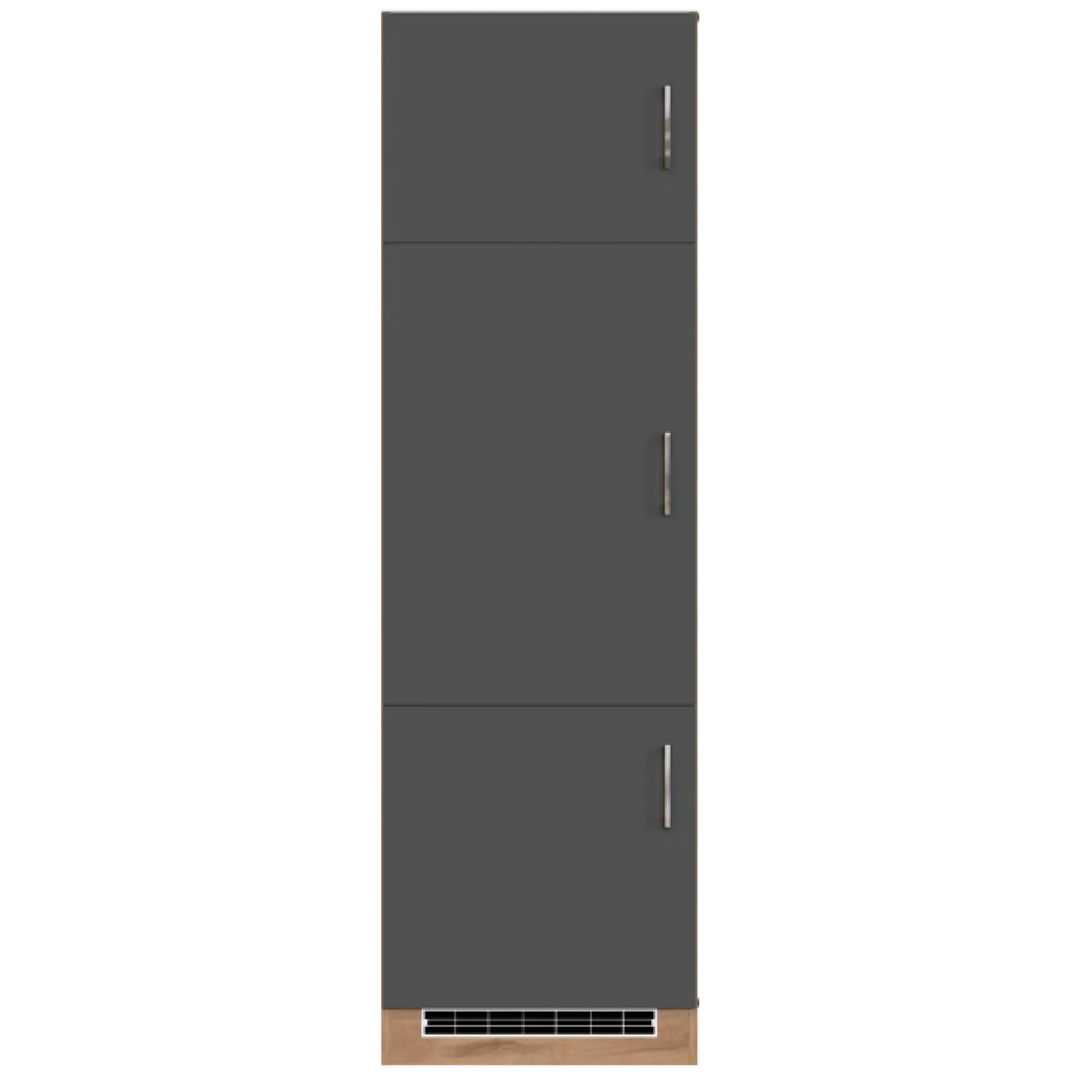 Küchenschrank für Kühlschrank Sorrella 60cm 3 Türen - anthrazit/pfirsich