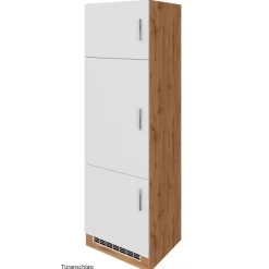 Küchenschrank für Kühlschrank Sorrella 60cm 3 Türen - weiß/Eiche