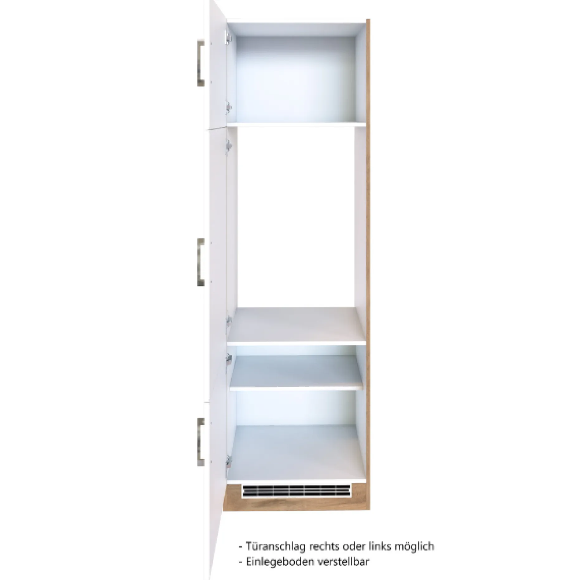 Küchenschrank für Kühlschrank Sorrella 60cm 3 Türen - weiß/Eiche