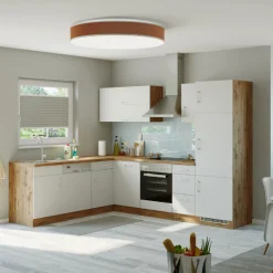 Küchenschrank für Kühlschrank Sorrella 60cm 3 Türen - weiß/Eiche