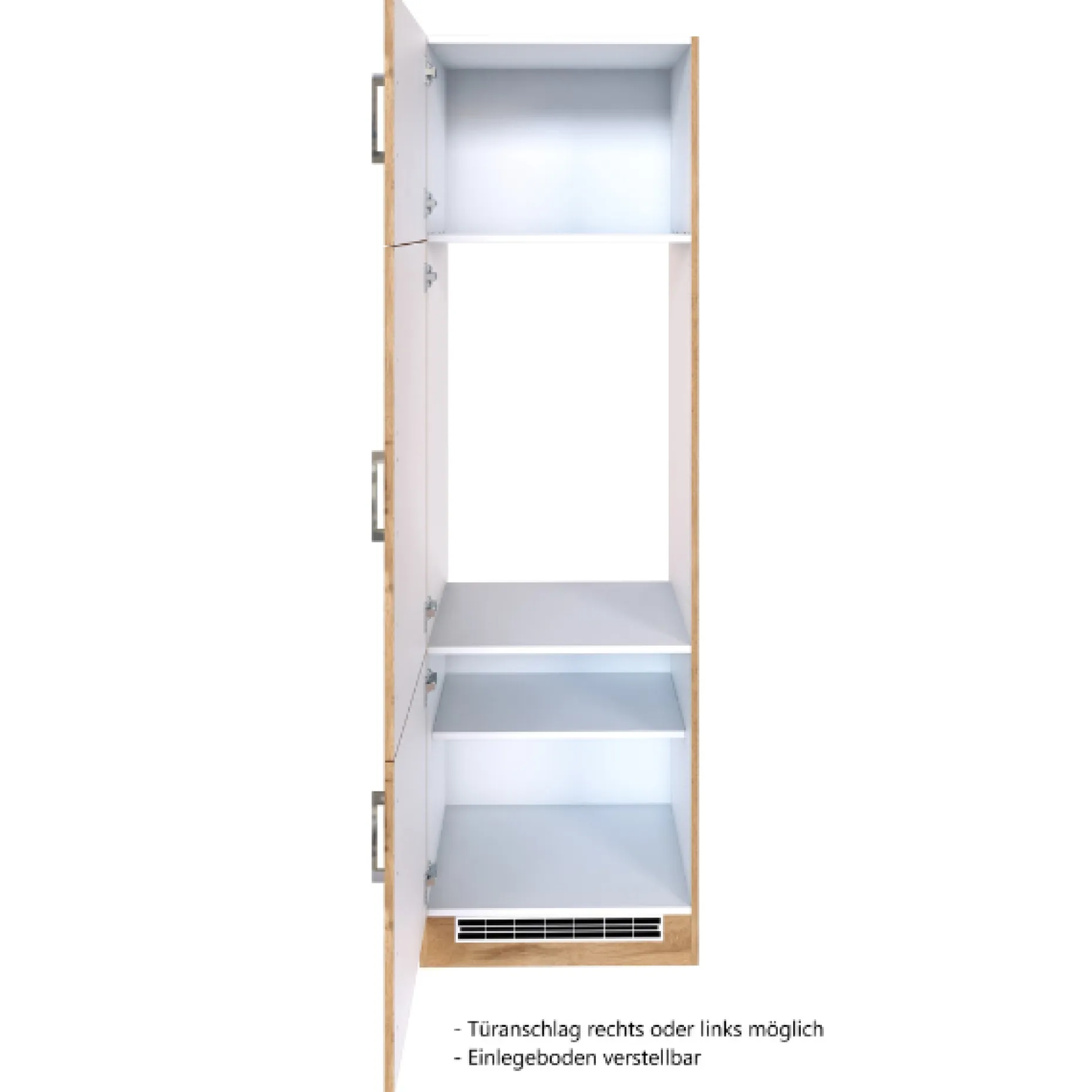 Küchenschrank für Kühlschrank Sorrella 60cm 3 Türen - Eiche