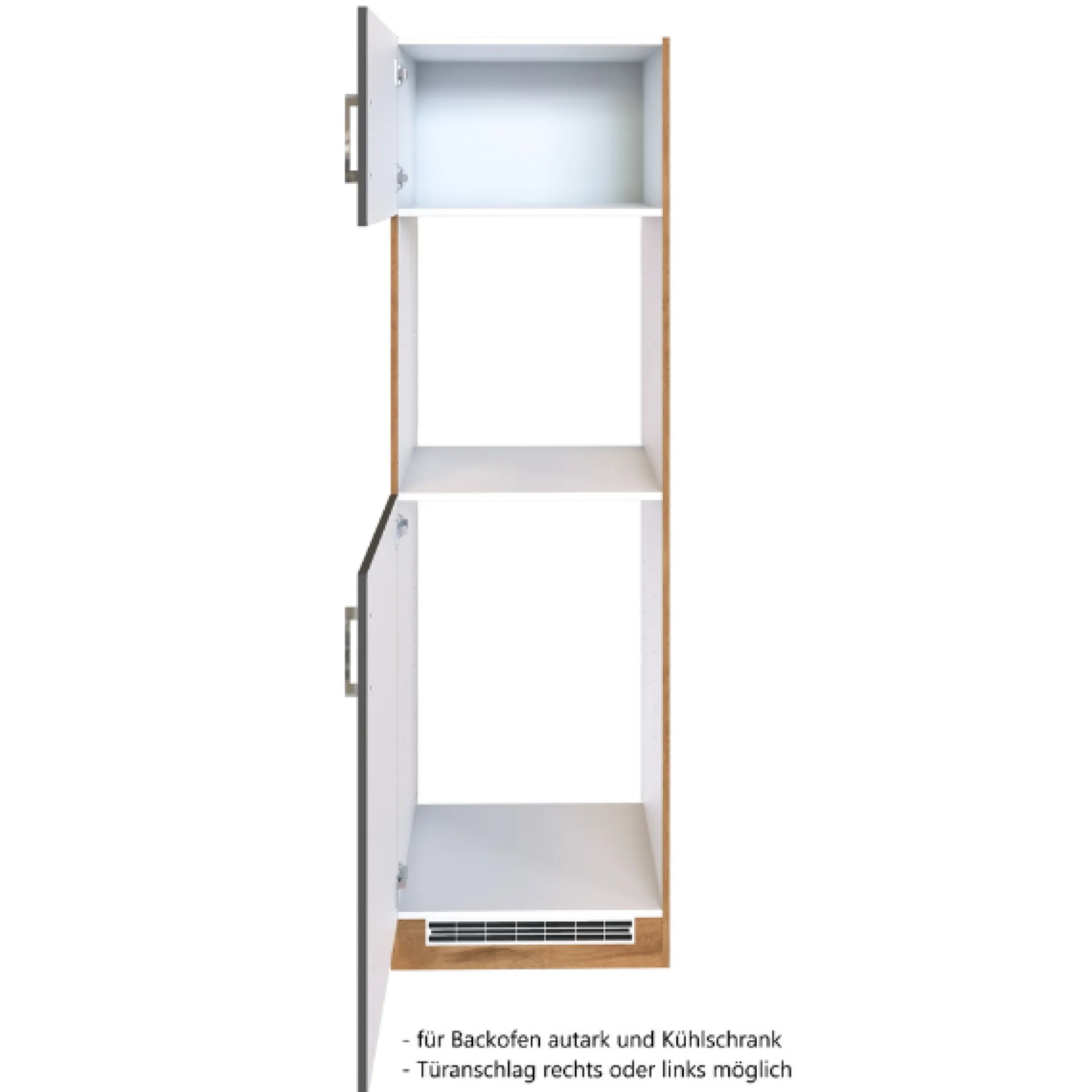 Küchenschrank für Kühlschrank und Backofen Sorrella 2 Türen - Anthrazit/Eiche