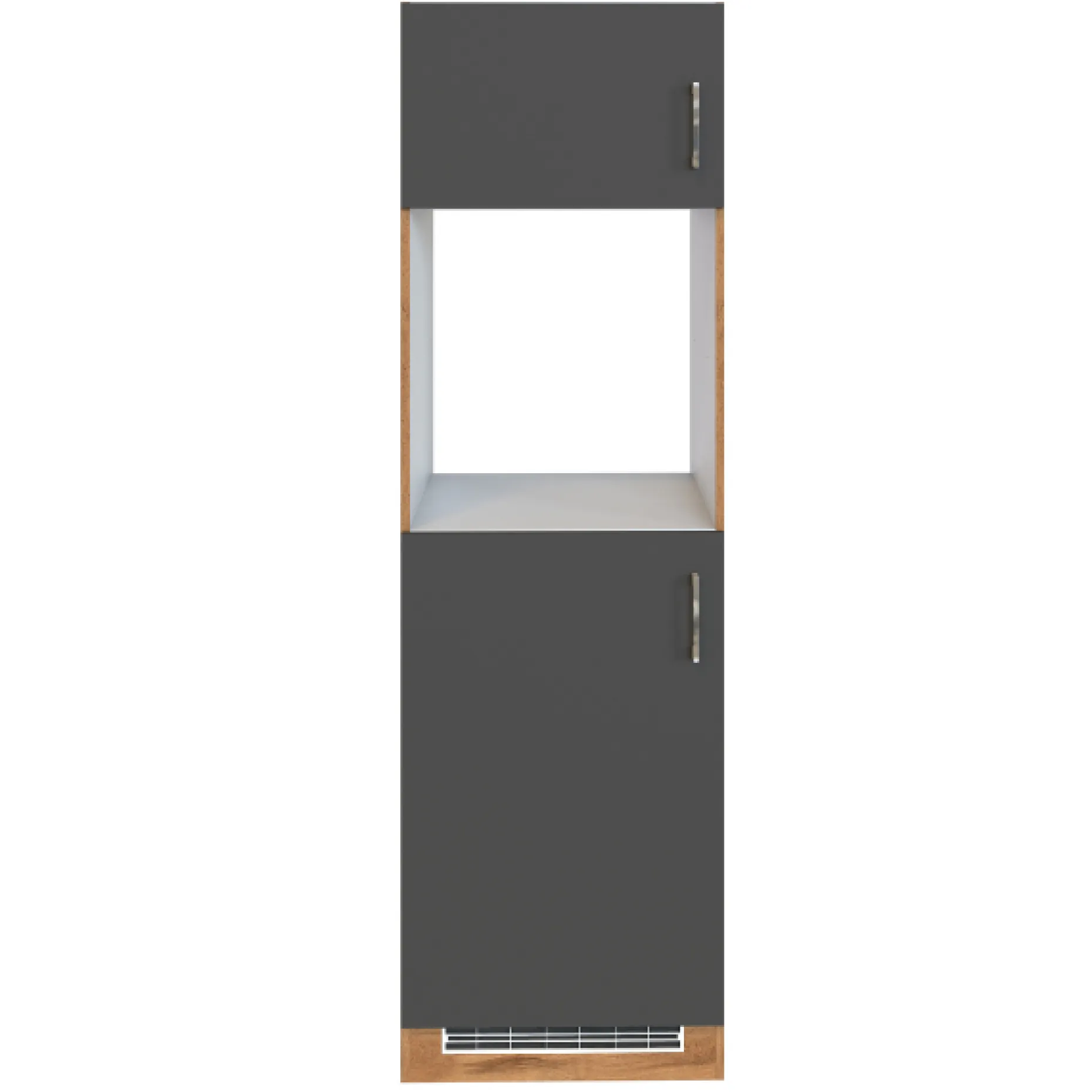 Küchenschrank für Kühlschrank und Backofen Sorrella 2 Türen - Anthrazit/Eiche